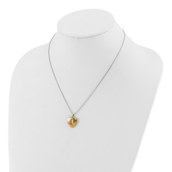 Mommy & Me Sterling Silver Gold-plated Enamel Butterfly Heart Locket Pendant Set - Picture 4 of 5